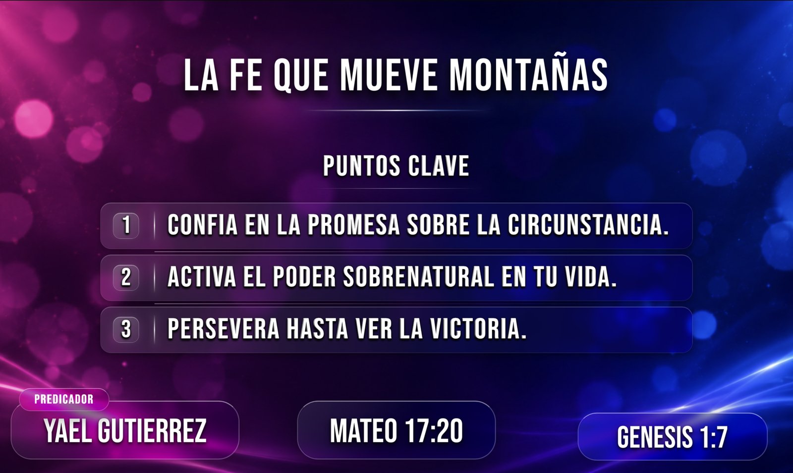 Panel del Modo Predicador con el tema, los puntos y la vista del visor